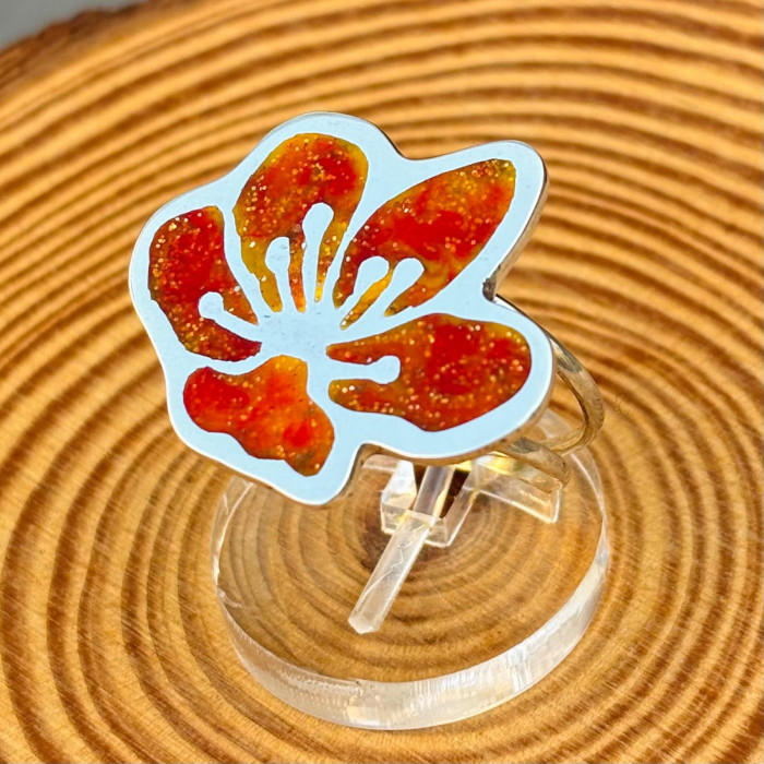 Anel Hibisco Laranja
